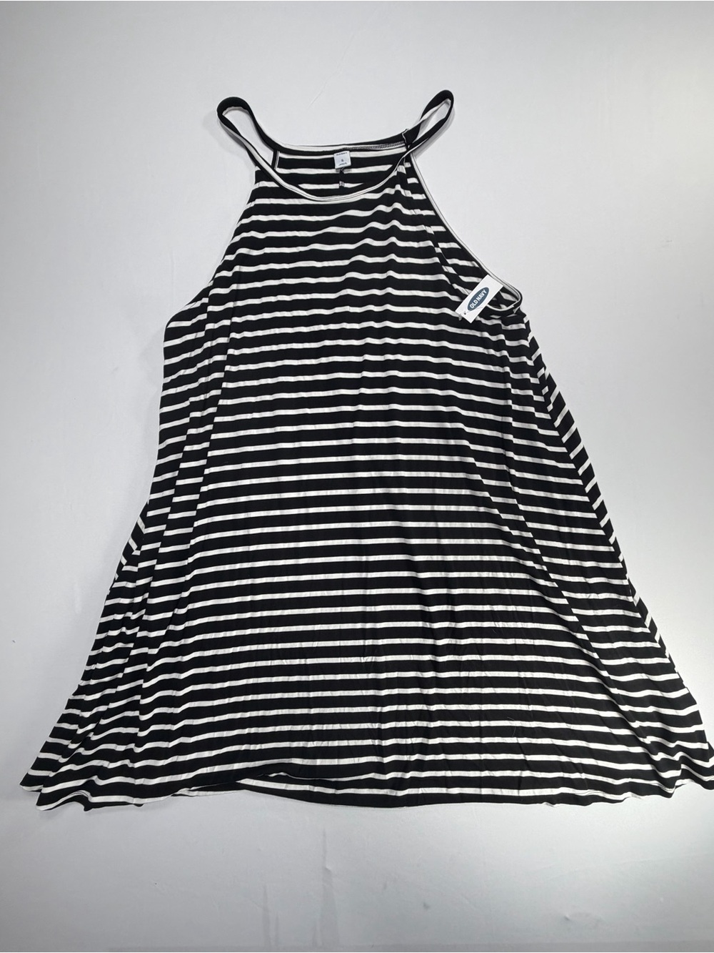 NWT Old Navy Dress Black White Striped Womens XL Swing Flowy Casual